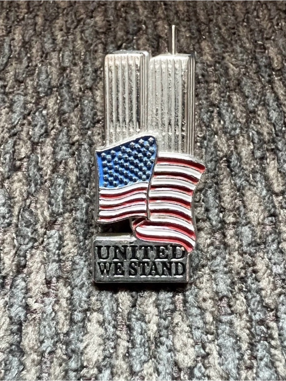 United We Stand Twin Towers 9/11 American Flag Patriotic Pin